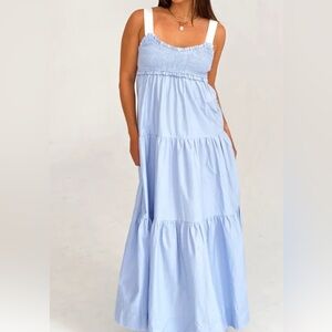Blue maxi dress with white tie straps!